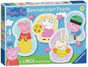 Ravensburger Peppa Pig 4 Large Shaped Jigsaw Puzzles (10,12,14,16pc) Puzzles;Children s Puzzles - image 1 - Ravensburger