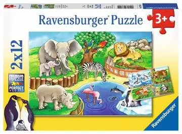 Animals in the Zoo        2x12p Puslespil;Puslespil for børn - Billede 1 - Ravensburger