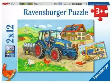 Puzzles 2x12 p - Chantier et ferme Puzzle;Puzzle enfant - Image 1 - Ravensburger