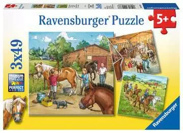 DZIEŃ W STADNINIE KONI 3X49 EL. Puzzle;Puzzle dla dzieci - Zdjęcie 1 - Ravensburger