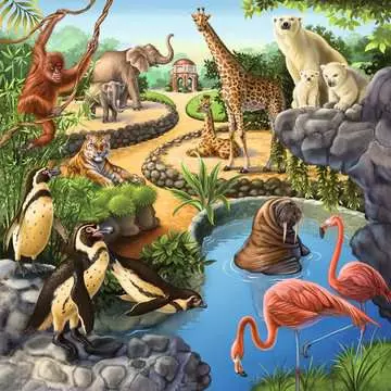 Zvířata v lese, zoo a domácí zvířata 3x49 dílků 2D Puzzle;Dětské puzzle - obrázek 4 - Ravensburger