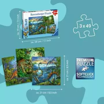 Puzzle dla dzieci 2D: Fascynujące świat dinozaurów 3x49 elementów Puzzle;Puzzle dla dzieci - Zdjęcie 7 - Ravensburger