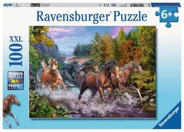 Ravensburger Rushing River Horses XXL 100pc Jigsaw Puzzle Puzzles;Children s Puzzles - image 1 - Ravensburger