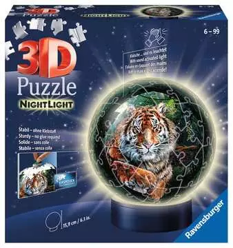 11248 3D Puzzle-Ball Nachtlicht - Raubkatzen von Ravensburger 1