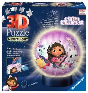 3D Puzzle Nightlight Gabby s Dollhouse 72pcs 3D Puzzle®;Puslespillballer - bilde 1 - Ravensburger