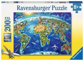 World Landmarks Map XXL 200pc Puslespil;Puslespil for børn - Billede 1 - Ravensburger