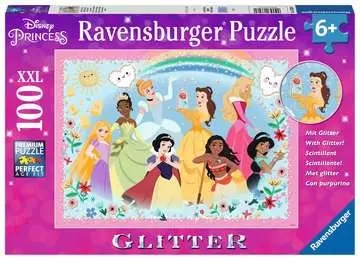 Puzzle 100 p XXL - Fortes, belles et courageuses / Disney Princesses (Collection Paillettes) Puzzle;Puzzle enfant - Image 1 - Ravensburger