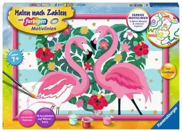 28782 Malen nach Zahlen Liebenswerte Flamingos von Ravensburger 1