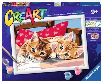 CreArt, Gattini sul Cuscino, Dipingere con i Numeri per Bambini, Età Raccomandata 9+ Creatività;CreArt - immagine 1 - Ravensburger