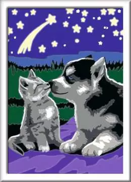 Numéro d art - petit - Chiot Husky et son compagnon le chaton Loisirs créatifs;Peinture - Numéro d art - Image 2 - Ravensburger