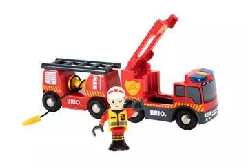 63381100 BRIO Eisenbahn Feuerwehr-Leiterfahrzeug mit Licht & Sound von Ravensburger 2