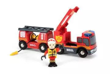63381100 BRIO Eisenbahn Feuerwehr-Leiterfahrzeug mit Licht & Sound von Ravensburger 3